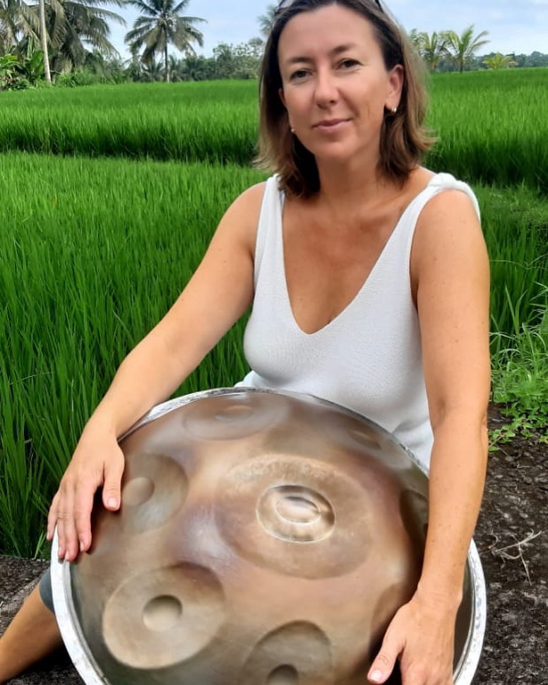 Studio founder playing handpan